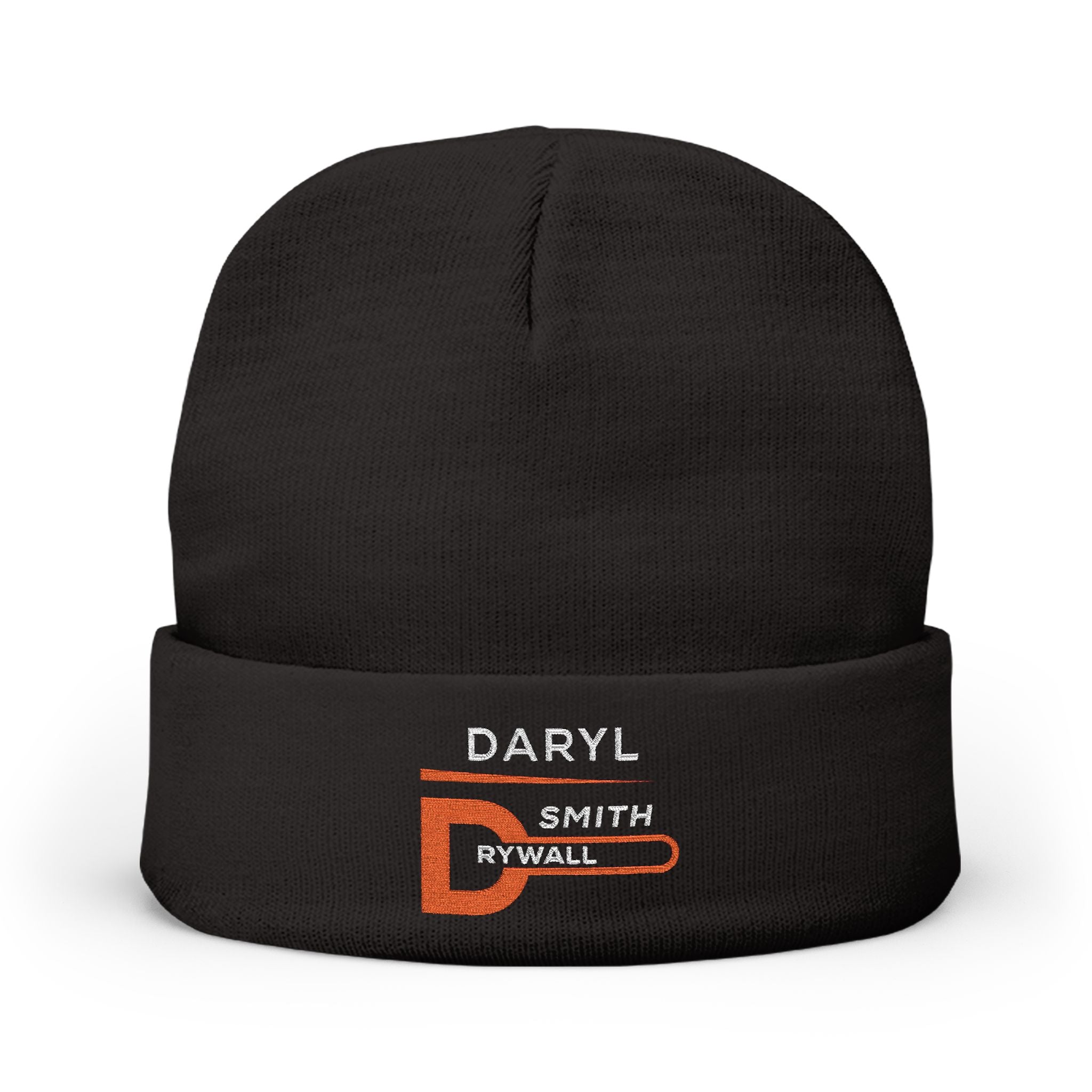 Embroidered Knit Black Daryl Smith Drywall Beanie
