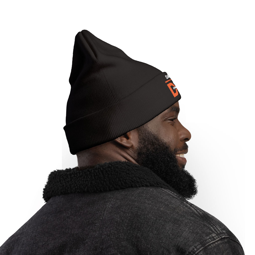 Embroidered Knit Black Daryl Smith Drywall Beanie