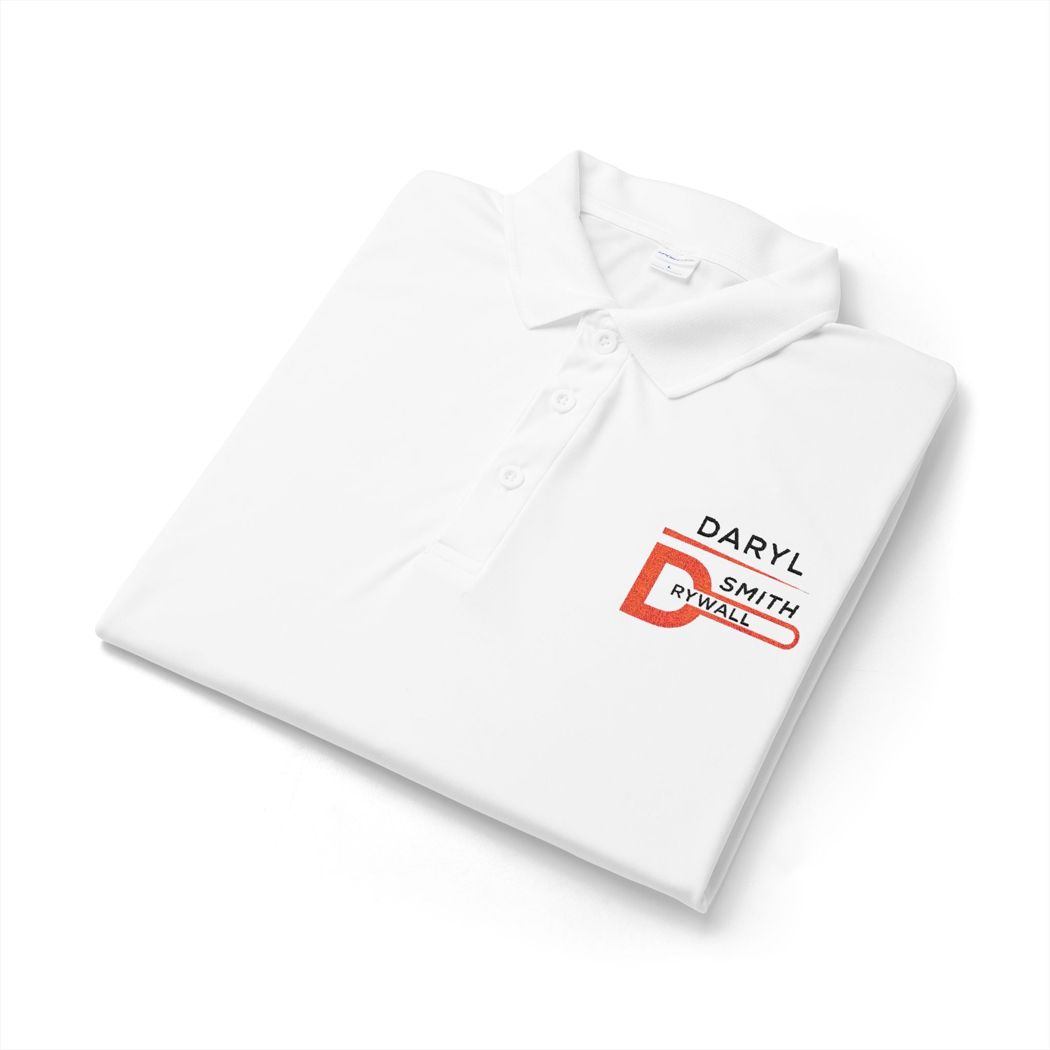 Sport-Tek Daryl Smith Drywall White Polo Shirt (Embroidery Logo)